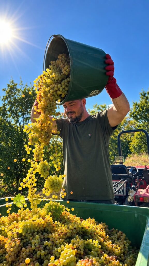 Facebook-Beitrag: During the harvest! 🍇 #sand1 #harvest #wine #team — Weingut Zöhrer