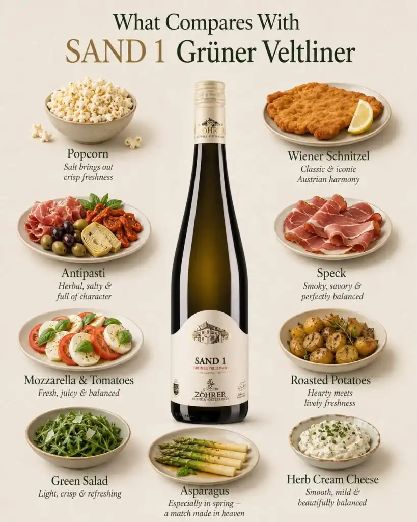Facebook-Beitrag: What pairs best?🫶🥂 Frisch, würzig, unkompliziert – unser SAND 1… — SAND 1 - Kremstalwein